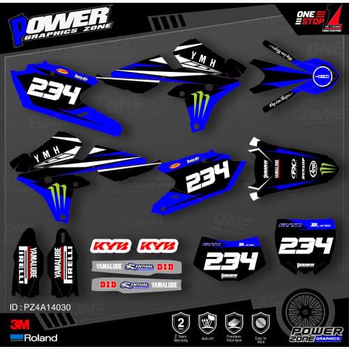 PowerZone Custom Team Graphics Backgrounds Decals 3M Stickers Kit For YAMAHA 14-18 YZ250F 15-18 YZ250FX WRF250 14-17 YZ450F 030