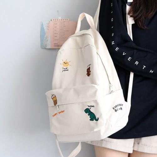 Female Cute Embroidery Backpack Women Harajuku School Bag Teenage Book Ladies Backpack Kawaii College Student Girl Bags Fashion
