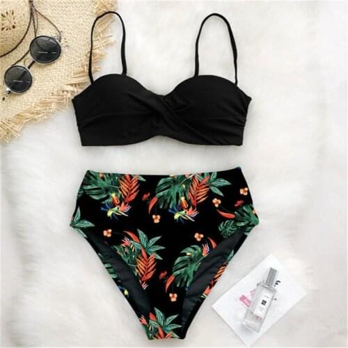 New Sexy Bikini 2021 Swimsuit Women Swimwear Push Up Bikinis Set Leaf Print Female High Waist Bathing Suit for Women Beach Wear
