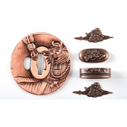 Special Offer A Set of Metal Crafts Sword Accessory Tsuba Menuki Fuchi Kashira Alloy Fittings for Japanese Samurai Sword Katana