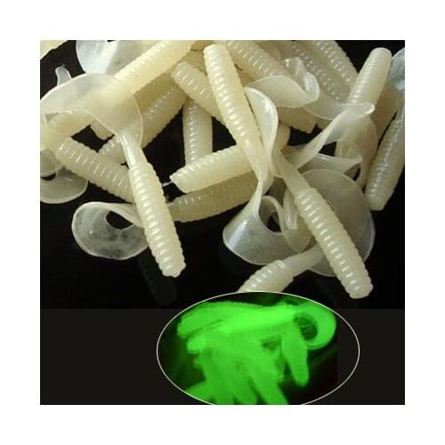 Luminous Lure 6.5cm/72.g Artificial Pesca Peche Soft Plastic lures Single Tail Worm Baits 10PCS