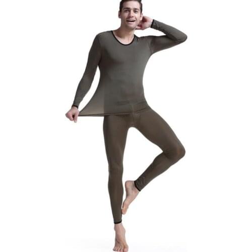 Thermal underwear men long johns thermo Underwear underpant elastic ultra-thin silk translucent Pajamas clothes for men leggings