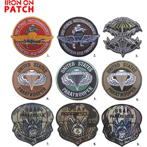 USAF Paratrooper United States Air Force Tactical Patch Pararescue Airborne Armband Patch For Military Clothes HOOK/LOOP