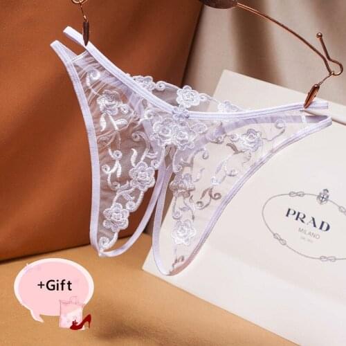 Women Sexy panties Open printing transparent mesh G-String Thong lace temptation Erotic Bikini t pant Vanlentines Couple Panties