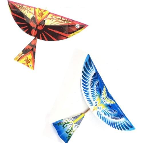 1pcs Flying Birds Kite Fun & Sports Kite Kids Interactiv Toy Gift Cartoon Outdoor Toy Blue Elastic Rubber Band Powered