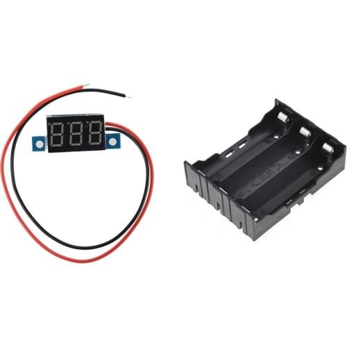 1 Pcs Mini Digital Voltmeter LED Voltage Display Panel Meter & 1 Pcs DIY Battery Holder with 6 Pins