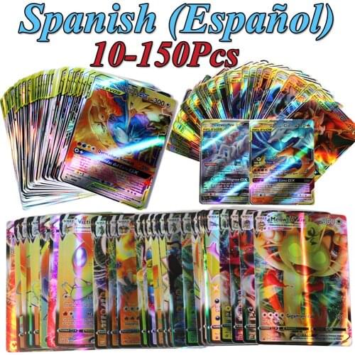 10-150Pcs Spanish Pokemon Card Shining Cards Game TAG TEAM VMAX GX V MAX Battle Carte Trading Children Espaol Toy