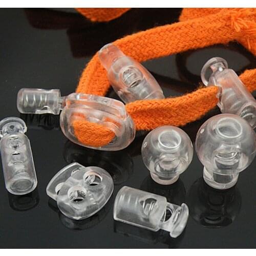 10pcs/lot Cord Lock Plastic Stopper Cord End Toggle Clip Transparent Clear Frost Shoelace Sportswear DIY Bag Parts Accessories