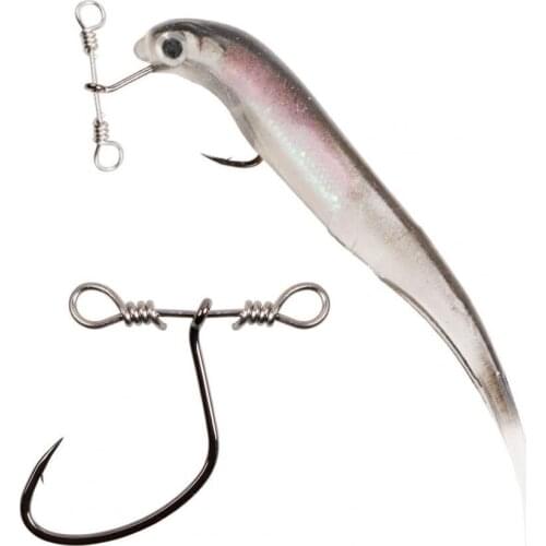 10Pcs/Pack 2.1cm-2.5cm Fishing Balance Single Hook with Double Hole Swivel Ring for Angling