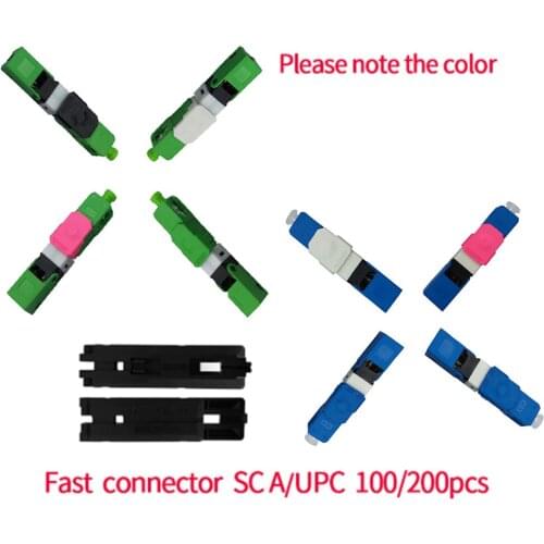 100/200pcs SC APC Single Mode Fiber Optic Fast Connector SC UPC FTTH SC Fiber OpticQuick Connector SC Adapter Field Assembly fr