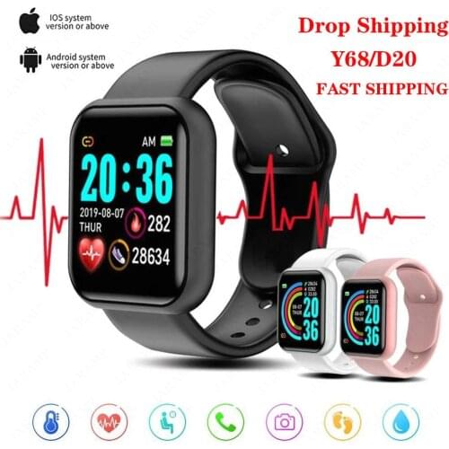 2021 Y68 Smart Watch Men Women Blood Pressure Fitness Tracker Bracelet Smart Clock D20 Waterproof Sport Smartwatch Android IOS