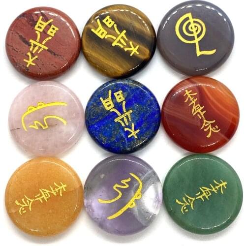 4pcs / Set Exquisite Natural Stone Amethyst Symbol Aura Stone Divination Stone Crystal Healing Stone Aura Healing Set 25mm