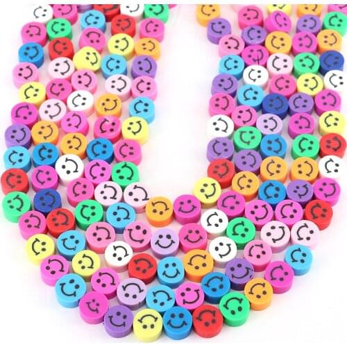 5 Strands Smile Flower Eye Heart Star Fruits Polymer Clay Spacer Loose Beads for Jewelry Making DIY Bracelet Accessories