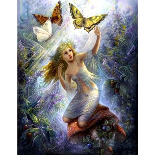 5D DIY Diamond Painting Full Square/Round Diamond "Butterfly Fairy" Embroidery Cross Stitch Gift Home Mosaic Decoration Gift