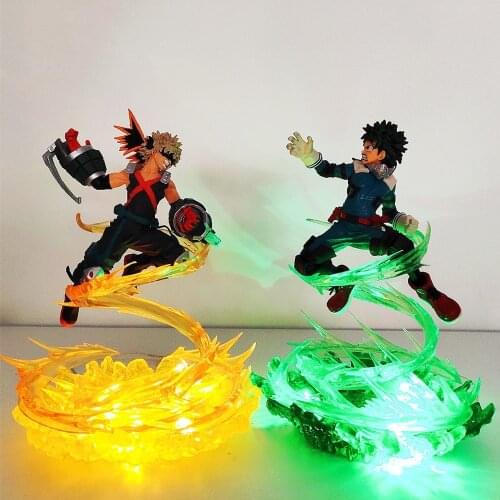 My Hero Academia Anime Figures Bakugou Katsuki VS Midoriya Izuku PVC Action Figures Led Toy Boku no Hero Academia Battle Model