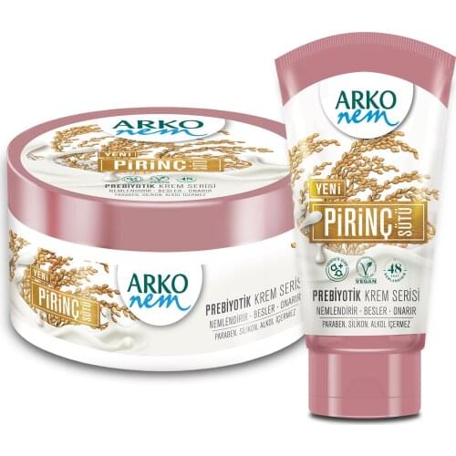 Arko Nem Prebiotic Cream Series Rice Milk 60Ml+250Ml. Moisturizing Cream Series Contains vegan, vegetable milks and prebiotics