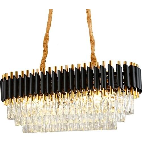 Art Deco Postmodern Crystal Black Designer Oval LED Suspension Luminaire Lampen Pendant Lamp.Pendant light For Dinning Room