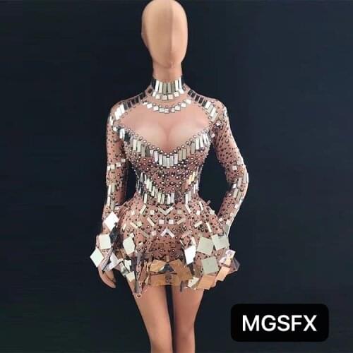 Free shipping 2019 new style hot sell sexy nightclub dress / mirror girl costumes Disco suit