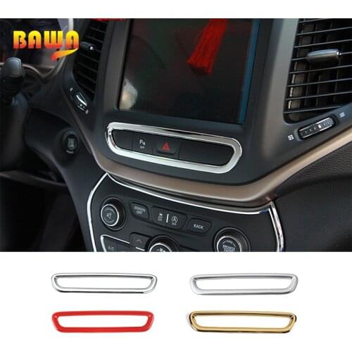 BAWA Interior Mouldings Emergency Light Switch Decoration Frame Sticker for Jeep Cherokee 2014-2016 Car Interior Stickers