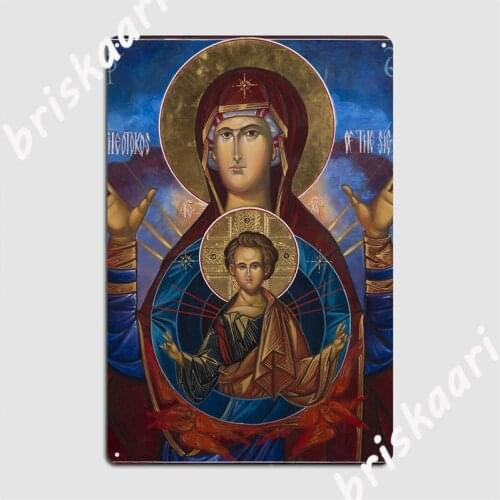 Our Lady Virgin Mary Theodokos With Infant Jesus Russian Metal Signs Wall Cave Club Bar Funny Plates Tin sign Posters