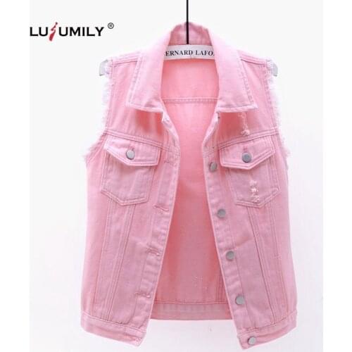 Lusumily Denim Vest Women Loose Waistcoat Plus Size 5xl Sleeveless Cowboy Outwear Coat Casual Tops Sleeveless Jeans Jackets