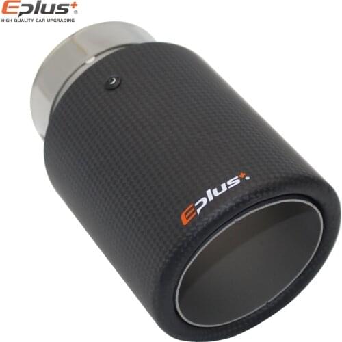 EPLUS Car Matte Carbon Fiber Exhaust System Muffler Tip Universal Straight Stainless Silver Mufflers Multi-Size For Akrapovic