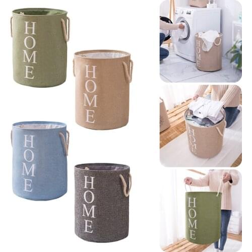 EVA Laundry Hamper Cylinder Shape Large Capacity Collapsible Basket Clothes Storage Basket Bag With Handle Home Portable Supply
