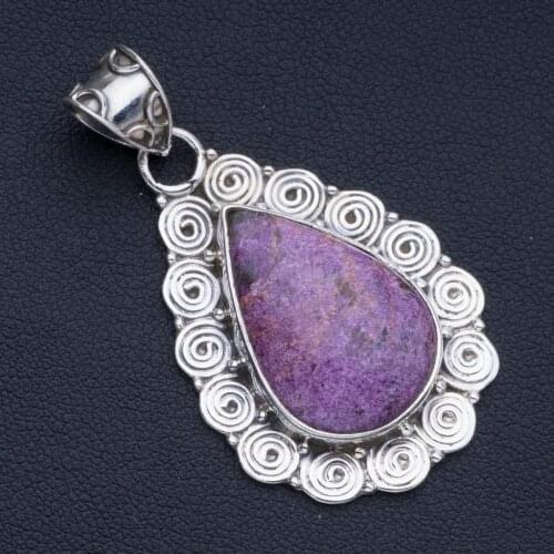 Natural Charoite Punk Style 925 Sterling Silver Pendant 2" P0953