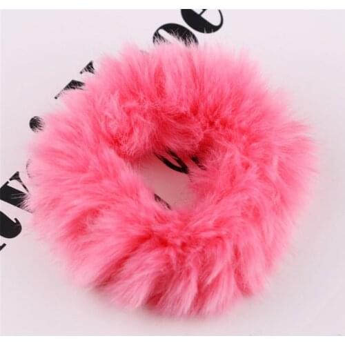 Soft Fluffy Faux Furs Scrunchie Fuzzy Noble Hair Ties Cute Elastic Hair Band Pink Hair Bands For Girls Fashion Hair Accessories