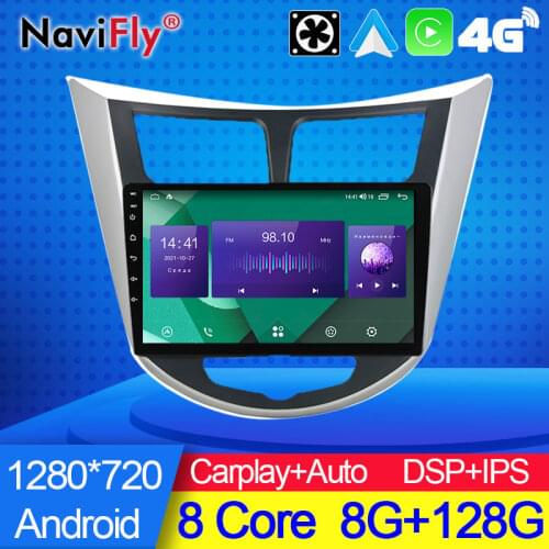 NaviFly 7862C 6G 128G Android 10 All In One Car Intelligent System For Hyundai Solaris 1 2010 - 2016 Built In Carplay DSP GPS