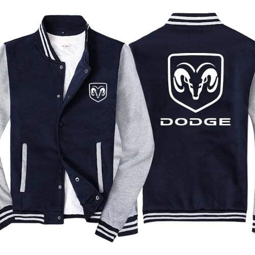 New Spring and Autumn Mens Baseball Jacket Dodge Logo No Cap Fashion Cardigan Long Sleeves Sportsweater Hoodies