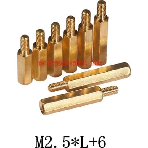 Parafuso Parafusos 100pcs/lot M2.5*l+6 2.5mm Brass Standoff Spacer Male Female Spacing Screws Hex Threaded Length 3mm To 30mm