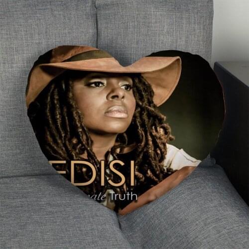 Custom Ledisi Heart Shape Pillow Cover Zipper Pillowcase Cover Wedding Home Office Decorative Size Best DIY Gift