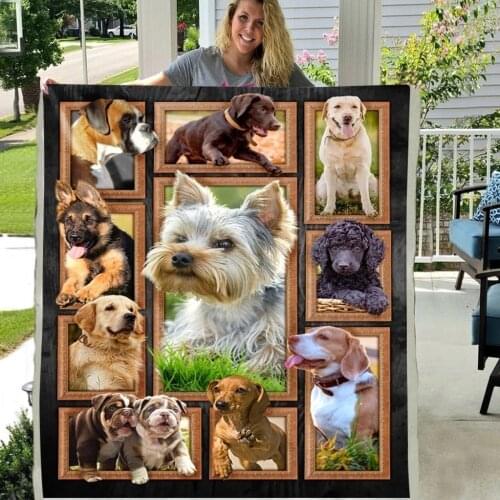 Dog Breeds Golden German Shepherd Dachshund Poodle Labrador Retriever Pug Yorkshire Terrier Premium Sherpa Fleece Blanket