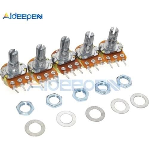 5Pcs WH148 B10K 10K Ohm Potentiometer 3 Pins Split Shaft Rotary Linear Taper Potentiometers