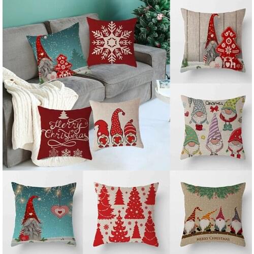45*45CM Christmas Cushion Cover Cartoon Elk Santa Pillowcases Pillowcover Sofa Merry Christmas Pillow Covers Home Decoration