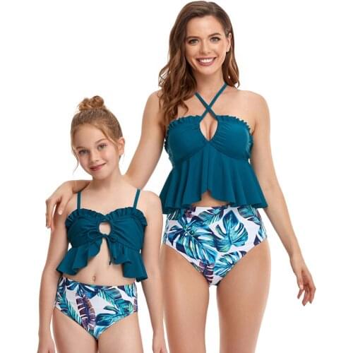 Family Outfits Matching Swimwear One Piece Swimsuit Women Girl Swimming Suits New Beachwear Bathing Wear Surfsuit Long Sleeve