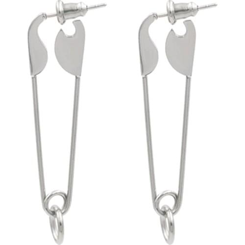 Ins star with the same paragraph pin earrings niche paper clip ring earrings men and women all-match gift