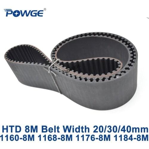 POWGE HTD 8M synchronous Timing belt C=1160/1168/1176/1184 width 20/30/40mm Teeth 145 146 147 148 HTD8M 1160-8M 1176-8M 1184-8M