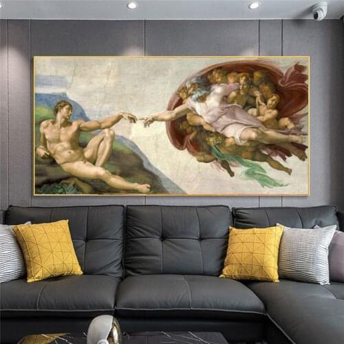 Sistine Chapel Ceiling Fresco of Michelangelo Canvas Painting Posters And Prints Wall Picture For Living Room Home Cuadros Decor