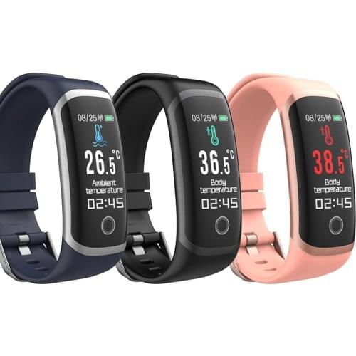 T4 Smart Bracelet Real-time Temperature Heart Fitness Tracker Blood Pressure Waterproof Control Multi-sport mode Smart Band