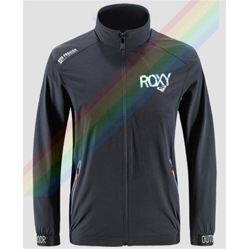 Ro-xy Graffiti Logo With White Text Slim Sport Jacket Mens Outdoor Zippered Comfortable Soft Jacket Mens Casual Front Printing