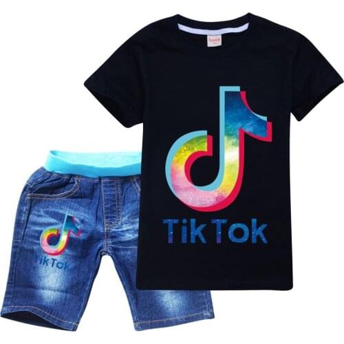 Children Tracksuit Kids Clothing Sets Baby Boys Girls Fashion Sports Suits T-Shirts +Denim Shorts Brand Teenagers Tracksuit