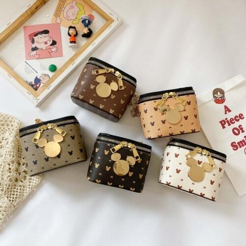 Disney Korean version handbag hot style cartoon Mickey Mouse children girls shoulder messenger square bucket change bag