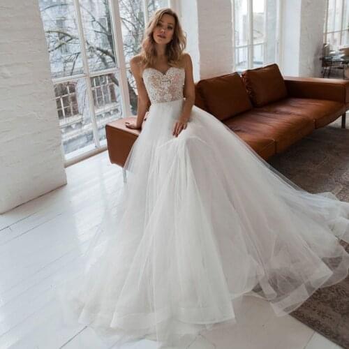 Jiayigong Custom Wedding Dresses Vestido De Novia Sweetheart Sheer Strap Pearls Applique Bridal Wedding Gowns Robe De Mariage