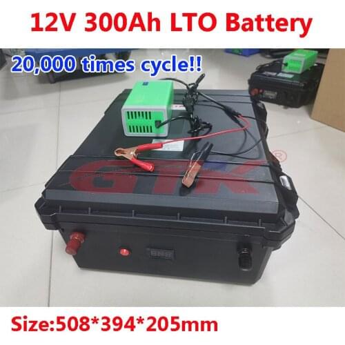 Waterproof 20000 cycles LTO 12V 300AH lithium titanate battery 14.4V BMS 6S for inverter Fishing boat solar energy + 20A Charger