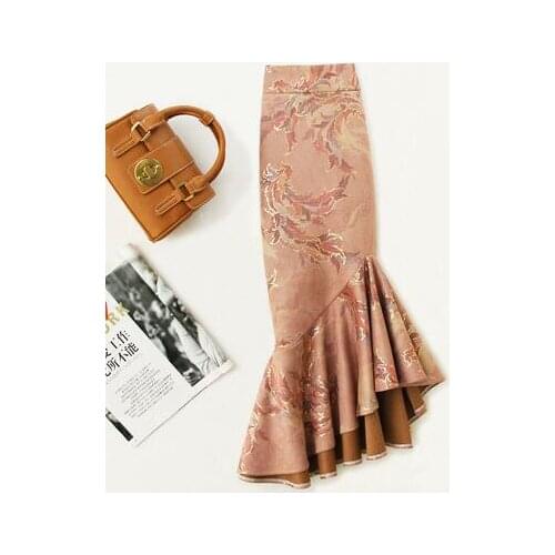 Plus size 4XL!Irregular fishtail skirt high waist women autumn winter package hip vintage print deer velvet skirt TB3775