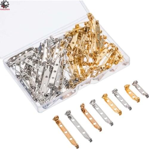 100Pcs Bar Pins Brooch Pin Backs Safety Clasp Length Safety Pins Brooch Settings Blank Base for Making Wedding Bouquet Brooch