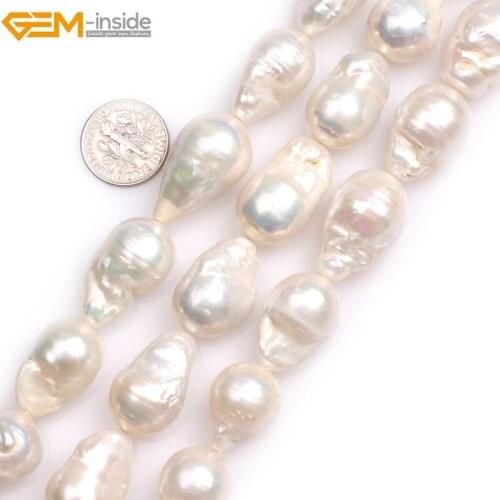 Gem-inside Natural large White Pink Purple Black Pear Drop Nuclear Edison Pearls Beads for Jewelry Making 15'' DIY Jewelry