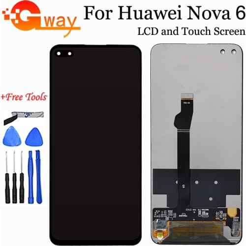 100% Tested For Huawei Nova 6 LCD Display Touch Screen Digitizer Replacement Parts For Nova 6 WLZ-AL10 WLZ-TL10 Screen